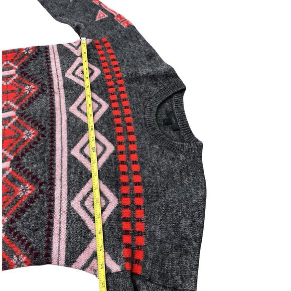 J Crew Womens Fair Isle Wool Mohair Blend Sweater Size L Gray Nordic Preppy - Picture 8 of 8